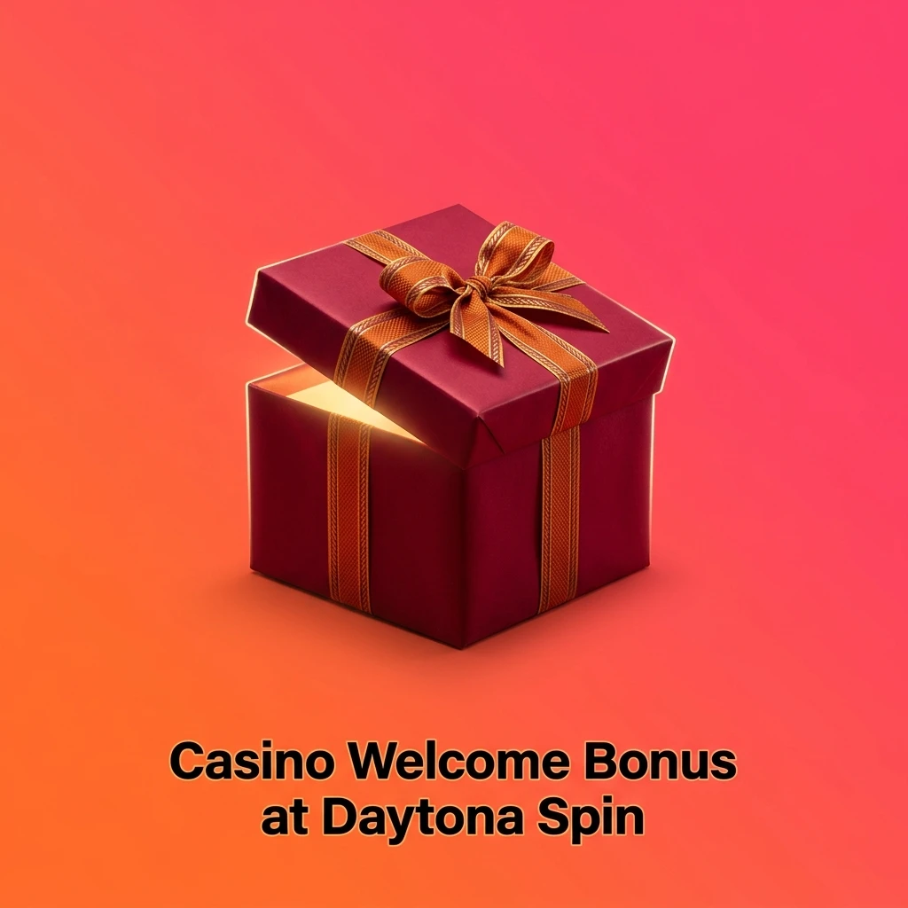 Daytona Spin casino welcome bonus offering 255% deposit match up to £1,500 plus 100 free spins for new players