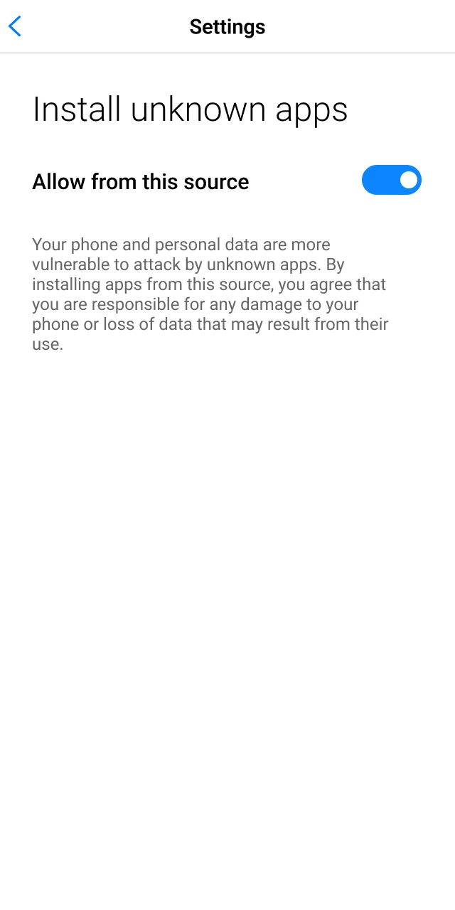 Enable unknown sources to permit the Daytona Spin App APK installation.