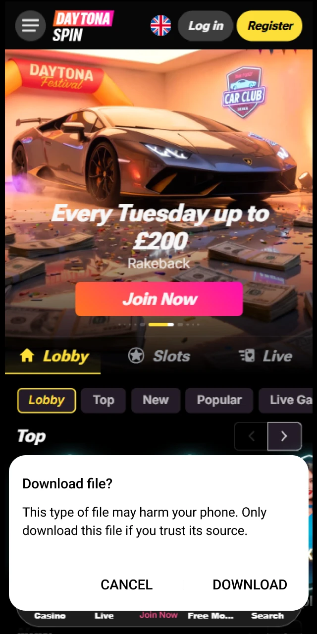 Download the newest APK for your official Daytona Spin App now.