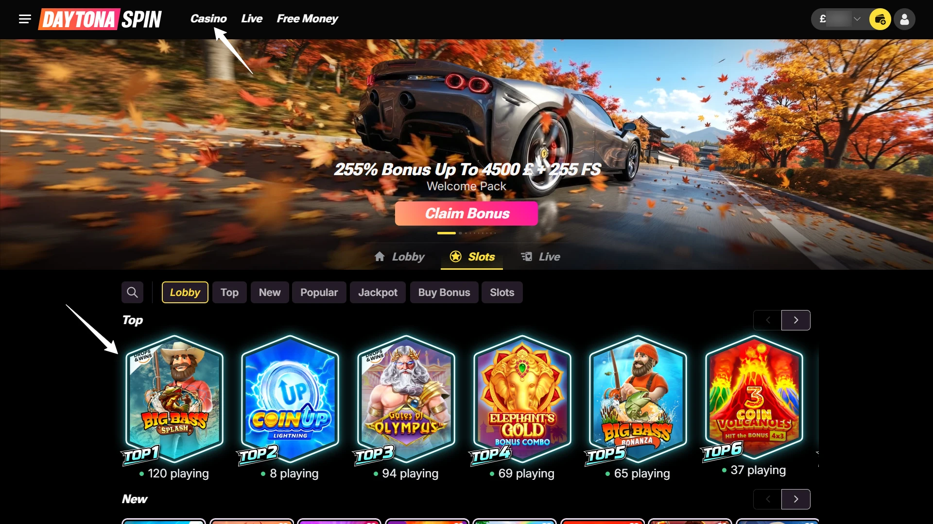 Pick your favorite game and start playing at Daytona Spin Casino Online.