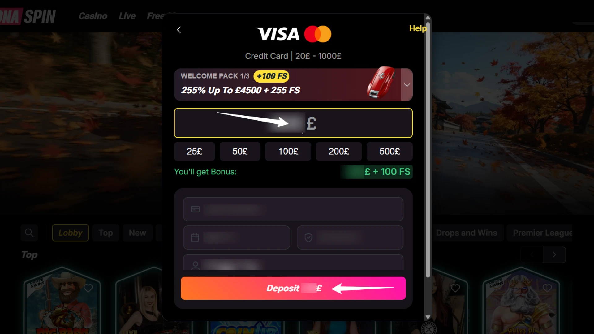 Add funds to your Daytona Spin Casino Online account to play.