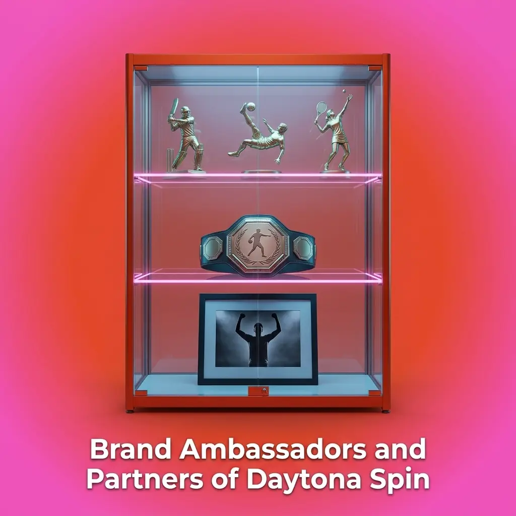Daytona Spin casino logo with no current UK brand ambassadors or sponsorship partnerships announced