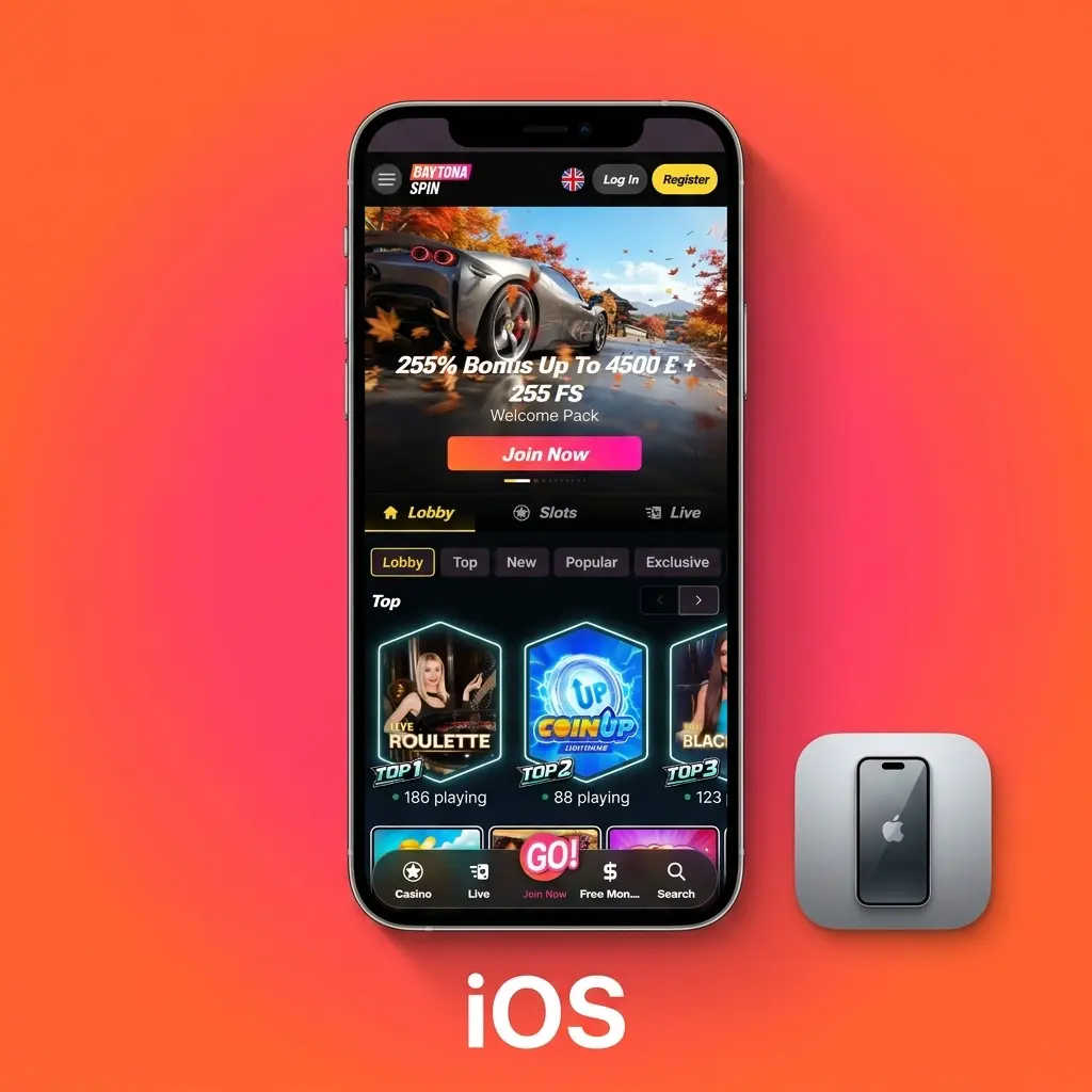 Daytona Spin iOS app installation guide for iPhone and iPad running iOS 12.0 or later via the App Store