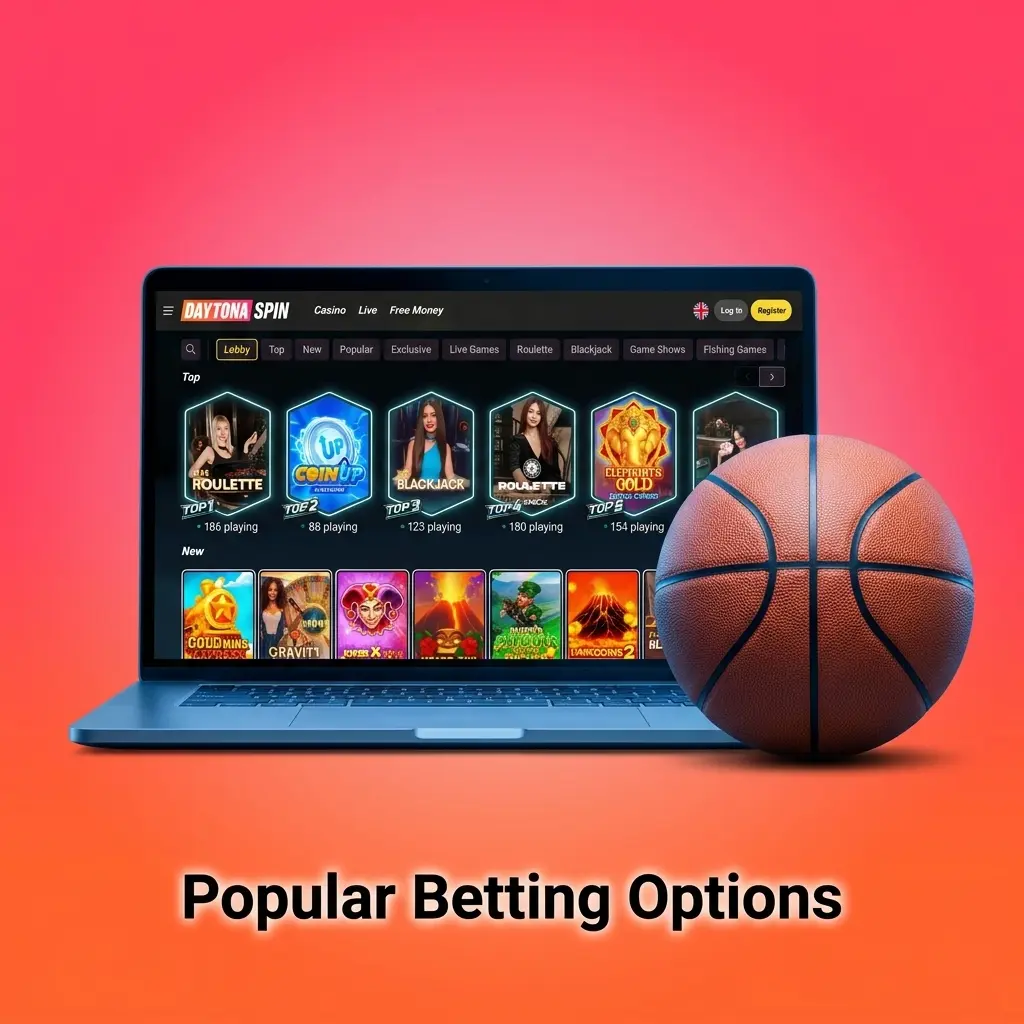 Popular betting options at Daytona Spin including pre-match, in-play, accumulator, and multi-live formats for UK players
